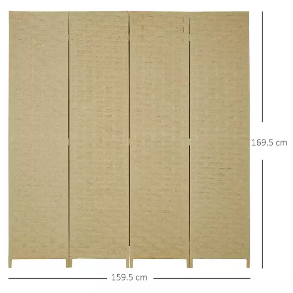 HOMCOM 4-Panel Room Dividers, Wave Fibre Freestanding Folding Privacy Screen Panels, Partition Wall Divider for Indoor Bedroom Office, 170 cm, Brown - 3