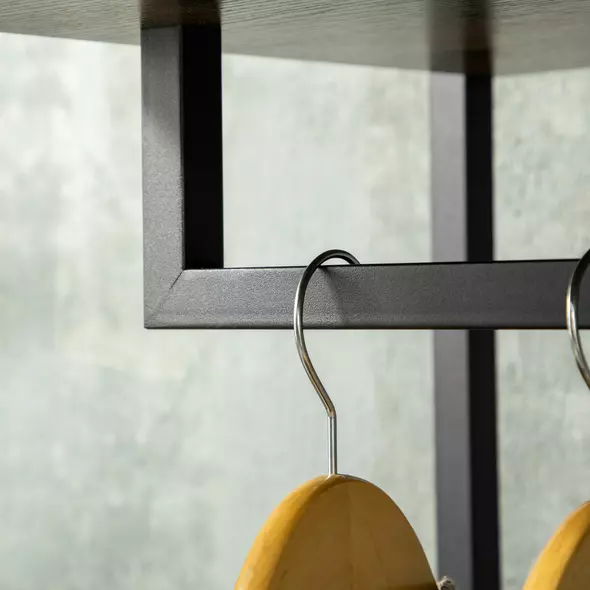 HOMCOM Clothes Rail, Metal Coat Stand, Garment Rack with 2 Fabric Storage Drawers, Single Wardrobe for Bedroom, Hallway, Rustic Brown and Grey - 8