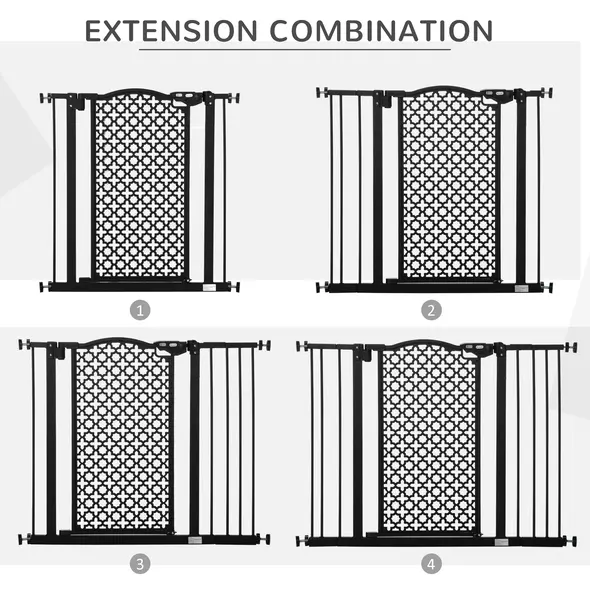 PawHut 74-105cm Pet Safety Gate Stair Barrier, with Auto Close, Double Locking - Black - 7