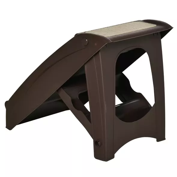 PawHut Foldable Four-Step Pet Stairs, for Cats, Small Miniature Dogs, with Non-Slip Mats 62 x 38 x 49.5cm - Brown - 8