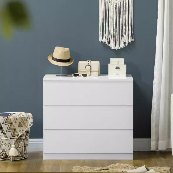 HOMCOM Chest of Three Drawers - White - 7