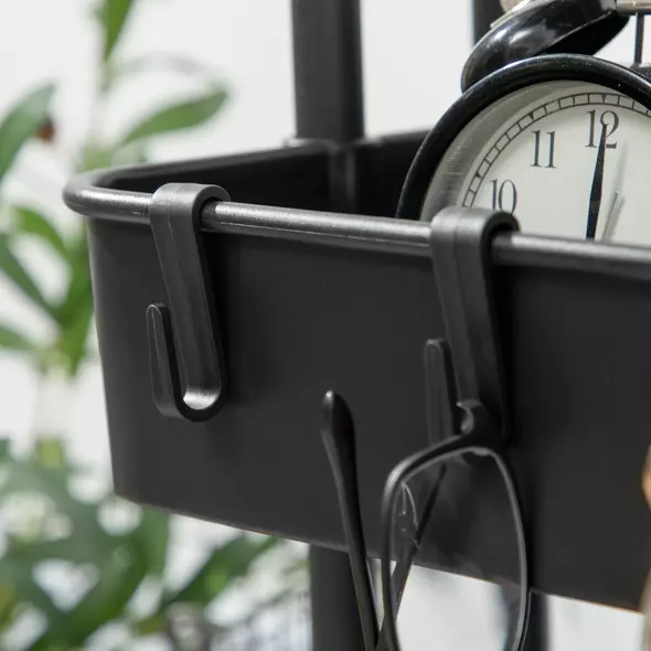 HOMCOM Three-Tier Home Trolley, with Handle and Wheels - Black - 8