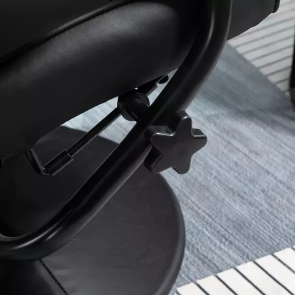 HOMCOM Swivel Recliner Chair and Footstool, Faux Leather Massage Recliner Armchair with Remote Control and Round Wrapped Base, Black - 7