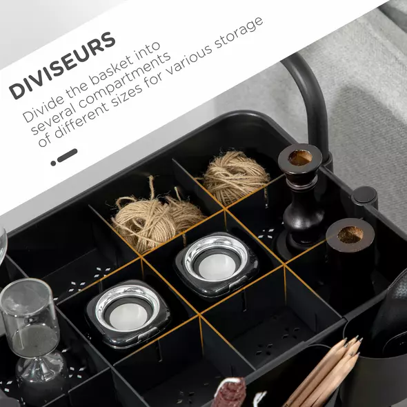 HOMCOM Three-Tier Home Trolley, with Handle and Wheels - Black - 6