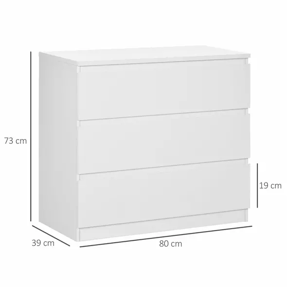 HOMCOM Chest of Three Drawers - White - 3