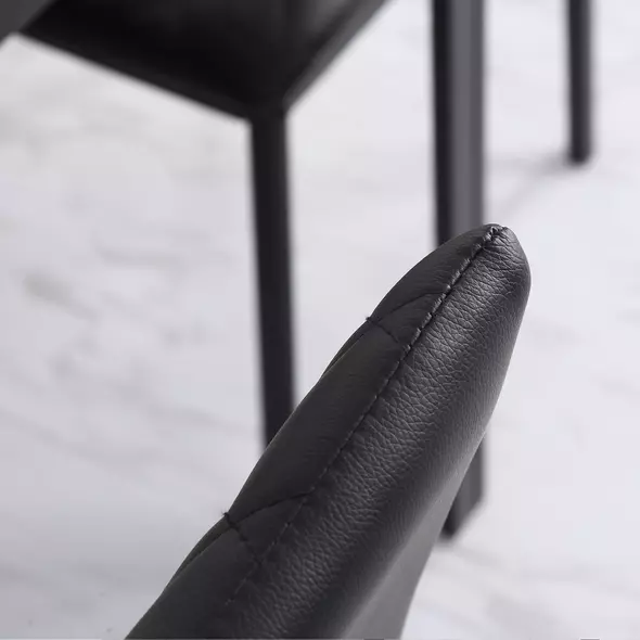 HOMCOM Modern Dining Chairs Upholstered Faux Leather Accent Chairs with Metal Legs for Kitchen, Set of 4, Black - 8