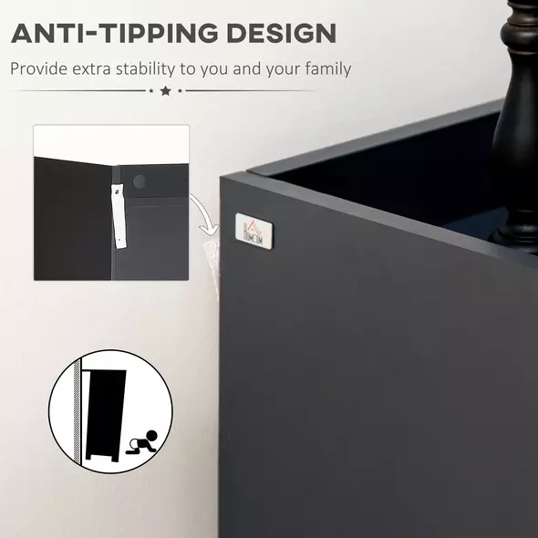 HOMCOM High Gloss Shoe Cabinet with White Doors and Open Shelves, Hallway Shoe Cupboard Storage Organizer for 19 Pairs of Shoes, Grey - 7