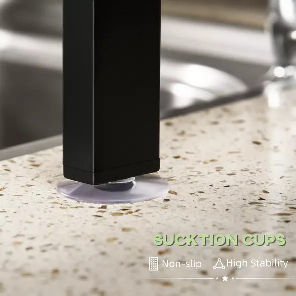 HOMCOM Space Saving 2 Tier Adjustable Dish Drainer Over The Sink Dish Drying Rack, Black - 8