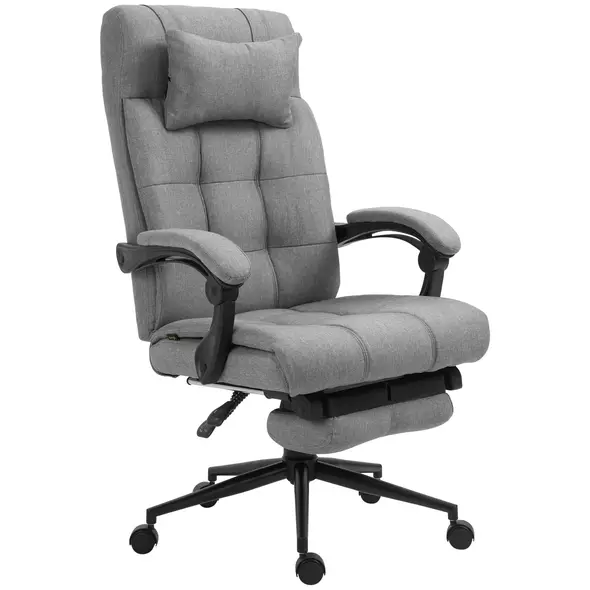 Vinsetto Office Chair with Footrest Ergonomic Office Chair with Armrests Lumber Support and Headrest Light Grey - 1