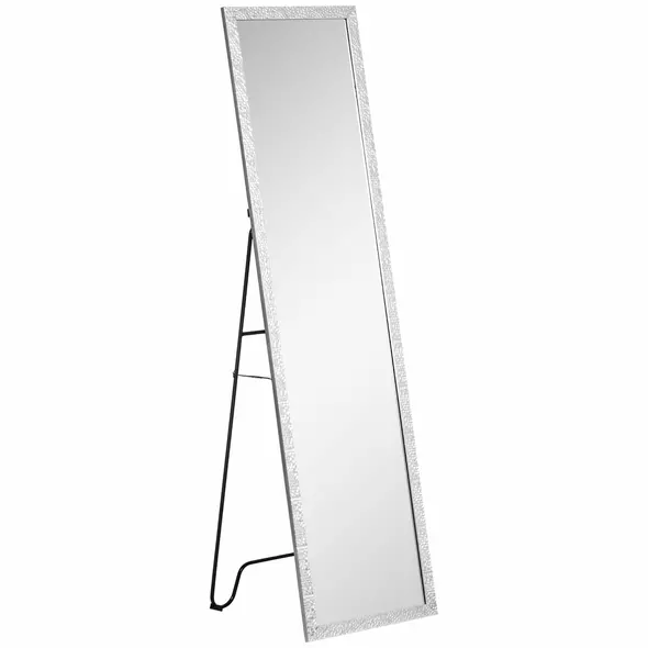 HOMCOM Full Length Mirror Free Standing Mirror Dressing Mirror with PS Frame Modern Wall Mirror for Living Room and Bedroom 34 x 144cm, Silver - 1