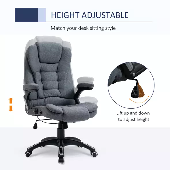 Vinsetto Ergonomic Office Chair Comfortable Desk Chair with Armrests Adjustable Height Reclining and Tilt Function Dark Grey - 4