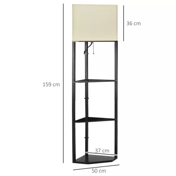 HOMCOM Tall Triangle Corner Shelf Floor Lamp Modern with Chain Switch for Living Room Bedroom, Black - 3