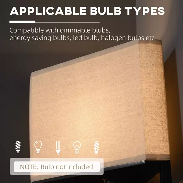 HOMCOM Tall Triangle Corner Shelf Floor Lamp Modern with Chain Switch for Living Room Bedroom, Black - 7