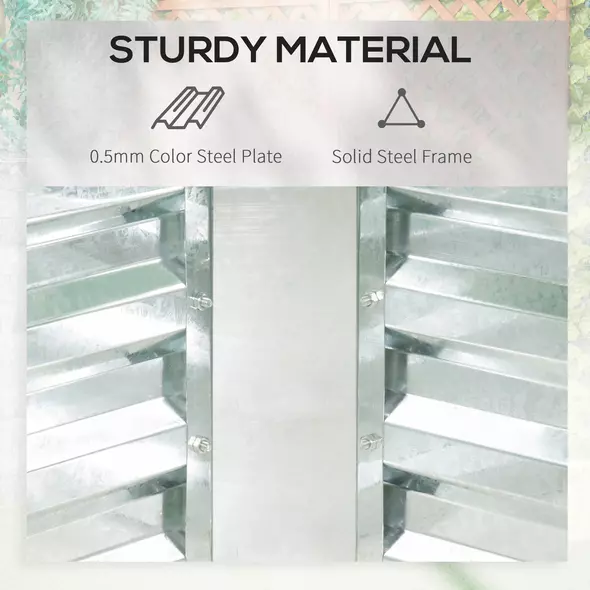 Outsunny Raised Garden Bed with Greenhouse, Steel Planter Box with Plastic Cover, Roll Up Window, Dual Use for Flowers, Vegetables, Fruits and Herbs, 185L x 95W x 92H cm, Clear - 5