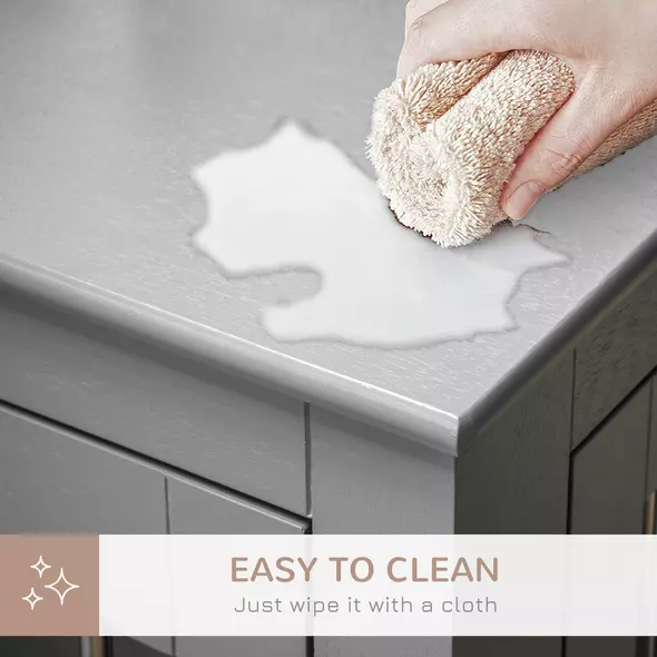 PawHut Dog Crate End Table Furniture Style Dog Cage w/ Three Doors, Locks and Latches - Grey - 7