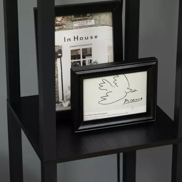 HOMCOM Floor Lamp with Shelves, Modern Tall Standing Lamps with Fabric Lampshade, Chain Switch and Dual Light for Living Room, Bedroom, Bulb not Included, Black - 9