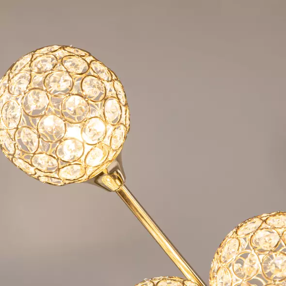 HOMCOM Crystal Floor Lamps for Living Room Bedroom with 5 Light, Modern Upright Standing Lamp, 34x25x156cm, Gold Tone - 8