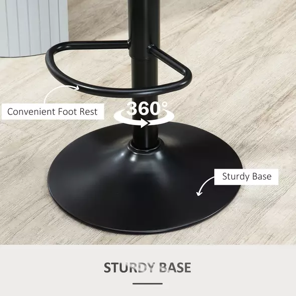 HOMCOM Bar Stools Set of 2, PU Leather Swivel Barstools with Backrest and Footrest for Kitchen, Counter, Breakfast Bar, Grey - 6