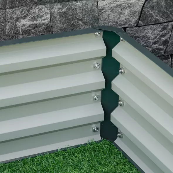 Outsunny Square Raised Garden Bed Box with Weatherized Steel Frame for Vegetables, Flowers, & Herbs, 120 x 120 x 30cm, Green - 8