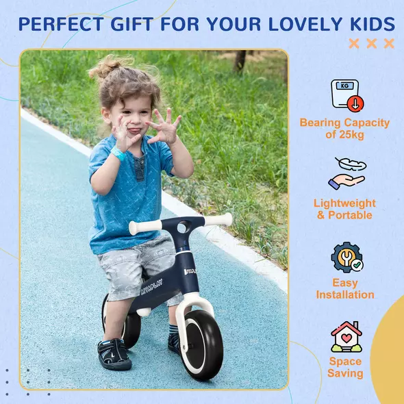 AIYAPLAY Baby Balance Bike, with Adjustable Seat, for 1.5-3 Years - Blue - 7