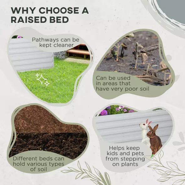 Outsunny Raised Beds for Garden, Galvanised Steel Outdoor Planters with Multi-reinforced Rods, 180 x 90 x 59 cm, Light Grey - 6