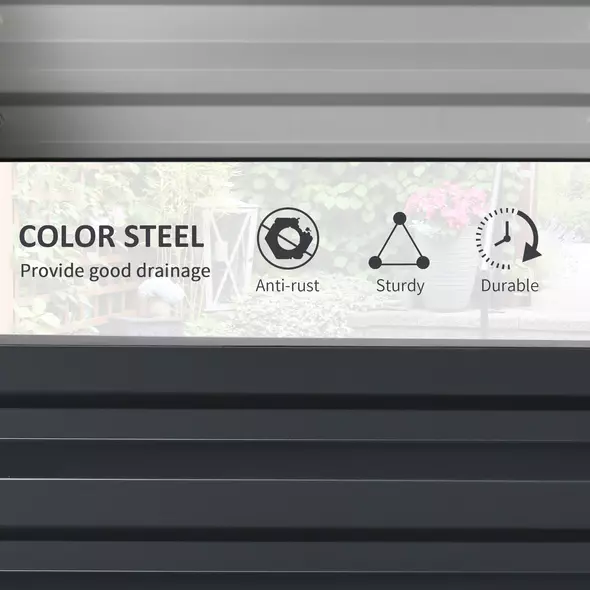 Outsunny Raised Beds for Garden, Galvanized Outdoor Planters, for Herbs and Vegetables, Use for Patio, Backyard, Balcony, Grey - 4