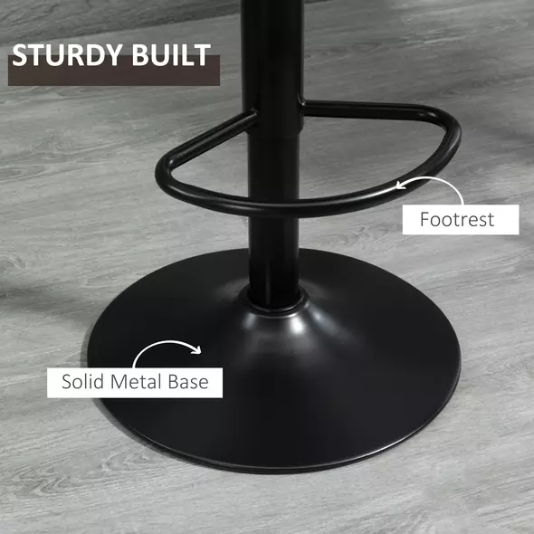 HOMCOM Breakfast Bar Stools Set of 2, 59-80cm Sitting Hight Leather Upholstered Bar Chairs - Brown - 6