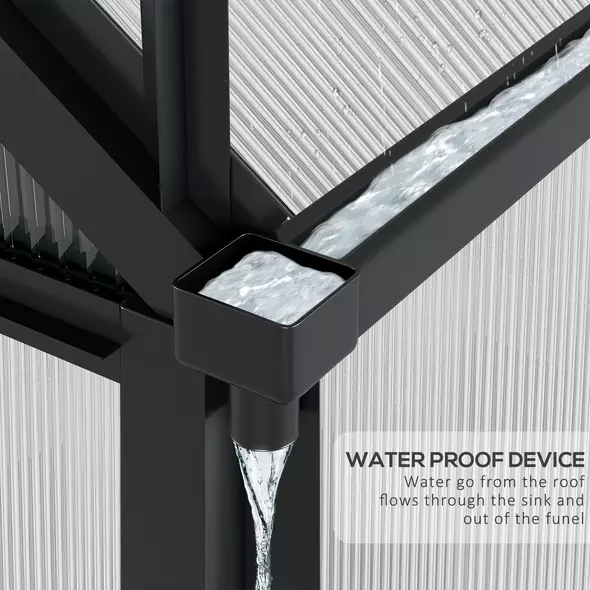 Outsunny 6 x 10ft Polycarbonate Greenhouse, Large Walk-In Green House with Slide Door and Window, Garden Plants Grow House with Aluminium Frame and Foundation, Grey - 7