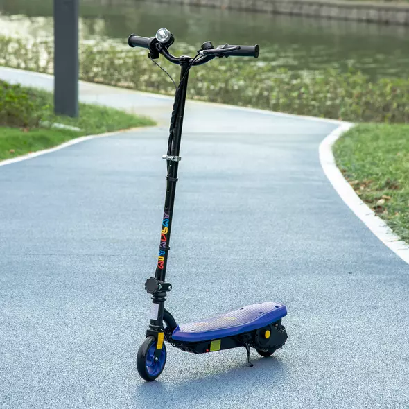 HOMCOM Foldable Electric Scooter, with LED Headlights, for Ages 7-14 Years, Blue - 2