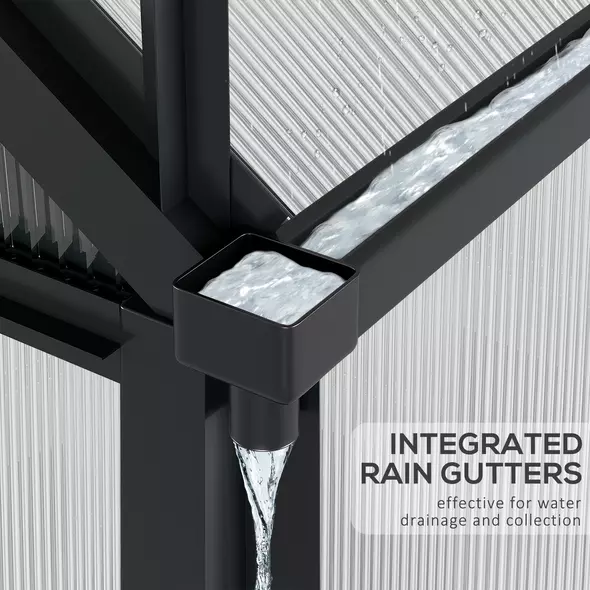 Outsunny 6 x 8ft Polycarbonate Greenhouse, Large Walk-In Green House with Slide Door and Window, Garden Plants Grow House with Aluminium Frame and Foundation, Grey - 7