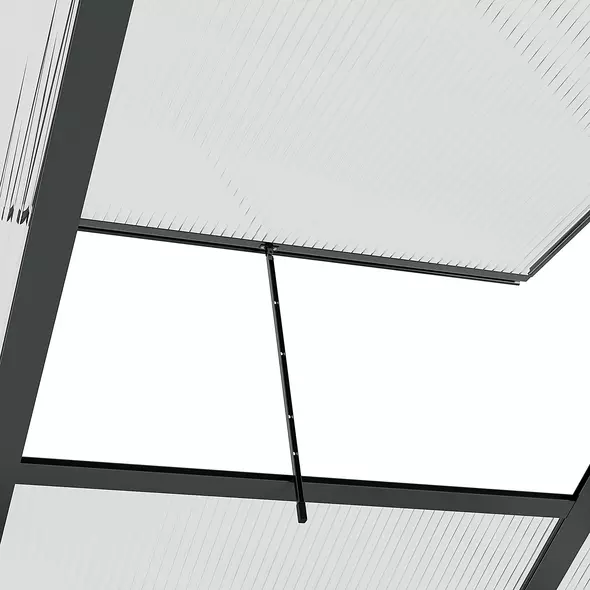 Outsunny 6 x 6ft Polycarbonate Greenhouse, Large Walk-In Green House with Slide Door and Window, Garden Plants Grow House with Aluminium Frame and Foundation, Grey - 8