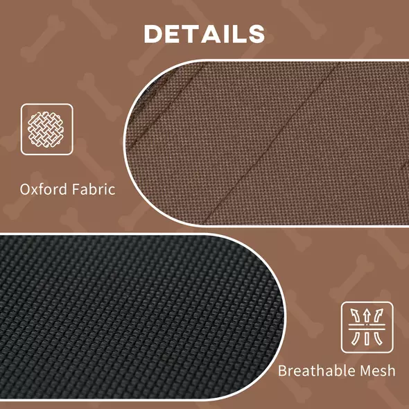 PawHut Raised Dog Bed Waterproof Elevated Pet Cot with Breathable Mesh UV Protection Canopy Brown, for Large Dogs, 92 x 76 x 90cm - 5