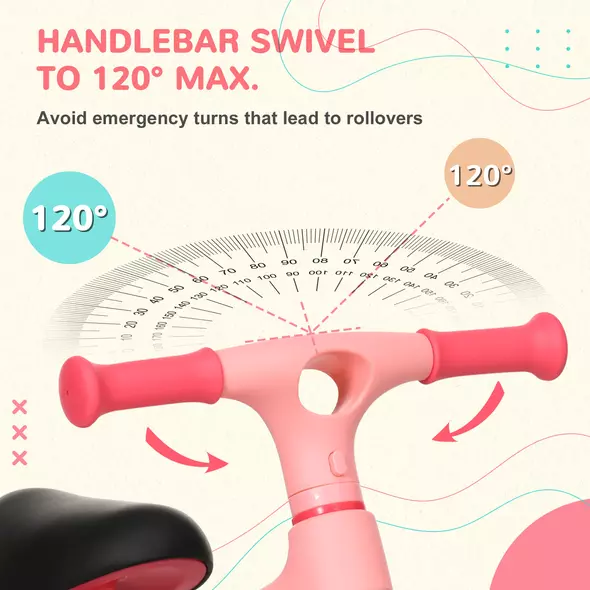 AIYAPLAY Baby Balance Bike, with Adjustable Seat, for 1.5-3 Years - Pink - 4