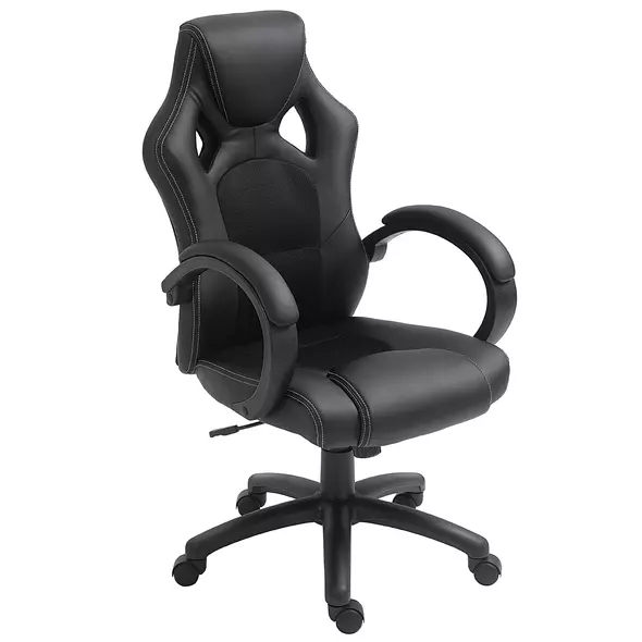 Vinsetto Office Chair Faux Leather Swivel Computer Desk Chair for Home Office with Wheels Armrests Black - 1