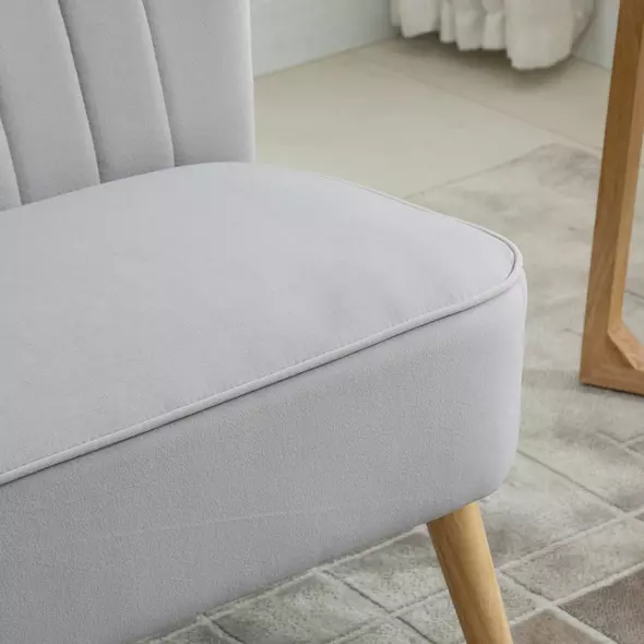 HOMCOM Modern Velvet Double Seat Sofa w/ Wood Frame Foam Padding Soft Comfortable Compact Couch Light Grey - 8