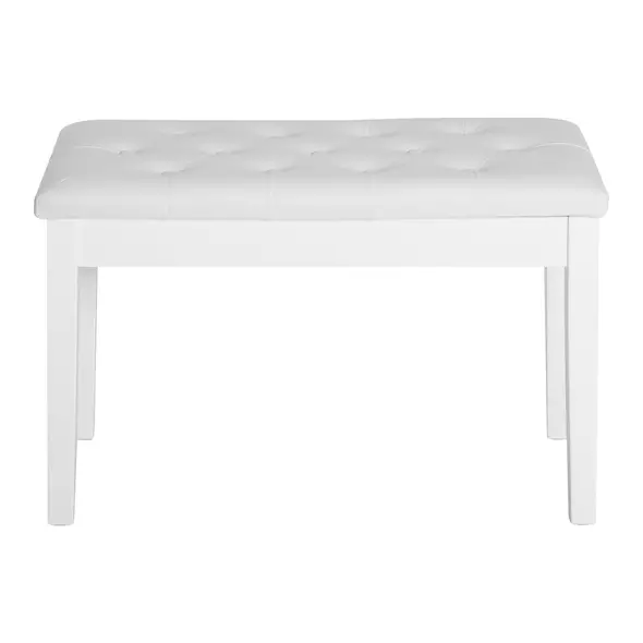 HOMCOM PU Leather Upholstered Piano Stool Makeup Stool Bench Dressing Table Seat with Storage 76x36x50cm, White - 9