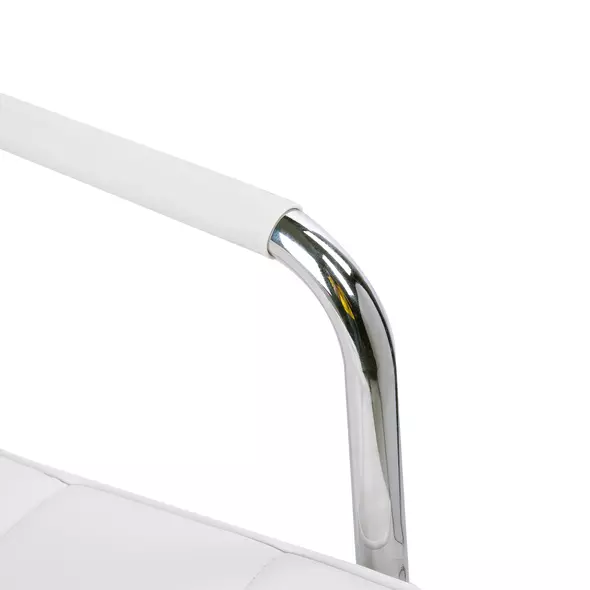 Vinsetto Makeup Vanity Chair, PU Leather Mid Back Office Chair with Adjustable Height, Armrest and Rolling Wheels, White - 9