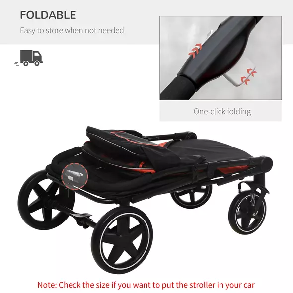 PawHut Foldable Pet Stroller, with Universal Wheels, Shock Absorber, for Medium and Large Dogs - Red - 5