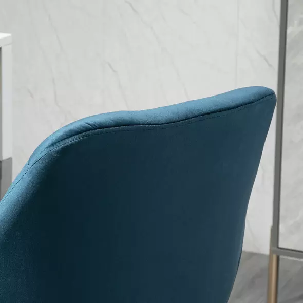Vinsetto Home Office Chair Velvet Ergonomic Computer Chair Comfy Desk Chair with Adjustable Height, Arm and Back Support, Blue - 8