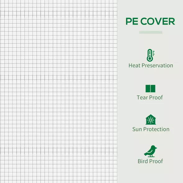 Outsunny Small Walk-in Garden Greenhouse with Steel Frame, Large Roll-up Door and Windows, 200Lx76Wx168Hcm, White - 4