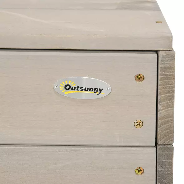 Outsunny Kids Wooden Sandpit, sandbox with canopy & Seats, for Gardens - Grey - 8