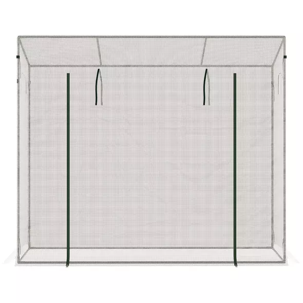 Outsunny Small Walk-in Garden Greenhouse with Steel Frame, Large Roll-up Door and Windows, 200Lx76Wx168Hcm, White - 8