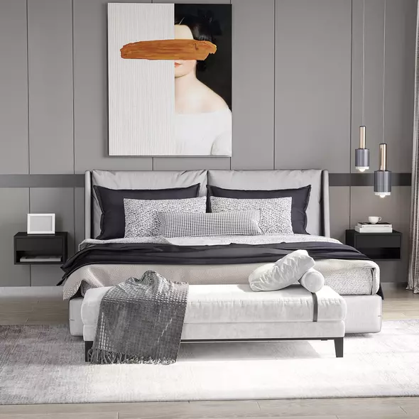 HOMCOM Floating Bedside Tables Set of 2, Wall Mounted Nightstand, High Gloss Black - 2