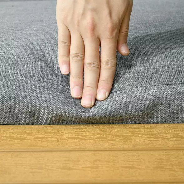 Outsunny 3 Pieces Patio Furniture Set, Outdoor Garden Sofa Conversation Set w/ Padded Cushions, Wood Grain Plastic Top Table and Side Panel, Dark Grey - 8