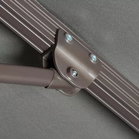 Outsunny 3(m) Cantilever Parasol 360° Rotation Roma Umbrella Hanging Sun Shade with Aluminium Frame, Tilt Crank, 8 Ribs and Cross Base, Dark Grey - 9