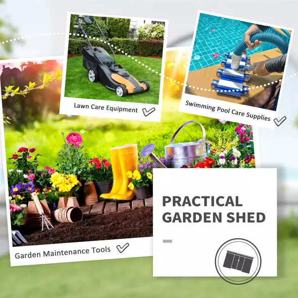 Outsunny 9x 6FT Metal Outdoor Garden Shed, Galvanised Tool Storage Shed w/ Sloped Roof, Lockable Door for Patio Lawn, Green - 4