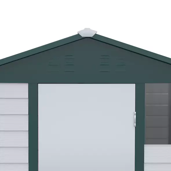 Outsunny 9x 6FT Metal Outdoor Garden Shed, Galvanised Tool Storage Shed w/ Sloped Roof, Lockable Door for Patio Lawn, Green - 9