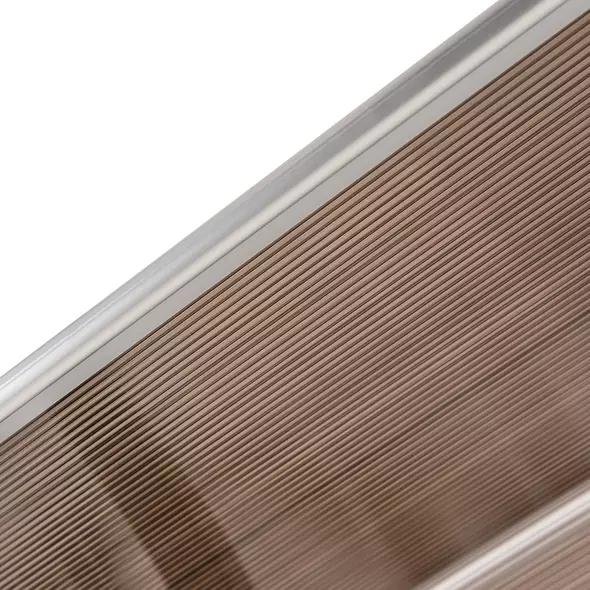 Outsunny Front Door Canopy Outdoor Awning Aluminium Rigid Plastic Polycarbonate Rain Shelter UV Water Rain Resistant 100 x 75cm Brown - 7