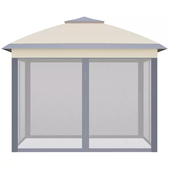 Outsunny 3.3 x 3.3m Pop Up Gazebo, Double Roof Foldable Canopy Tent with Zipped Mesh Sidewalls, Height Adjustable and Carrying Bag, Event Tent for Patio Garden, Beige - 8
