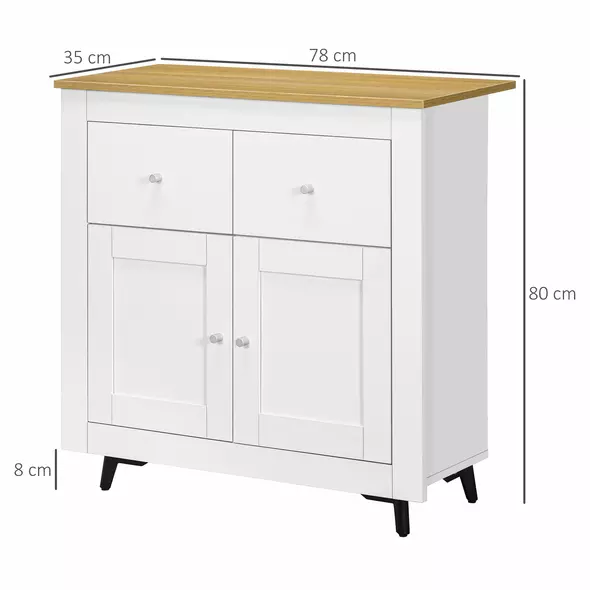 HOMCOM Sideboard Storage Cabinet, Modern Kitchen Cupboard with Double Doors and Drawers for Dining Room, Living Room and Entryway, White - 3
